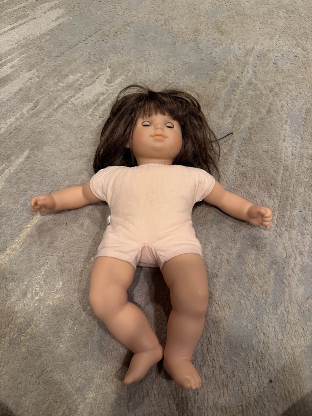 American Girl Bitty Baby Twin Girl Doll 15” Brunette Nice Condition Nude